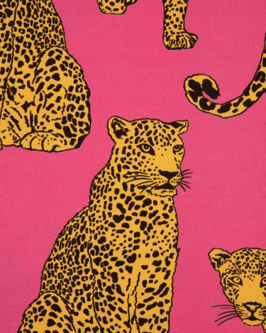 Kids' Hot Pink Leopard Crew Neck Long Pyjama Set